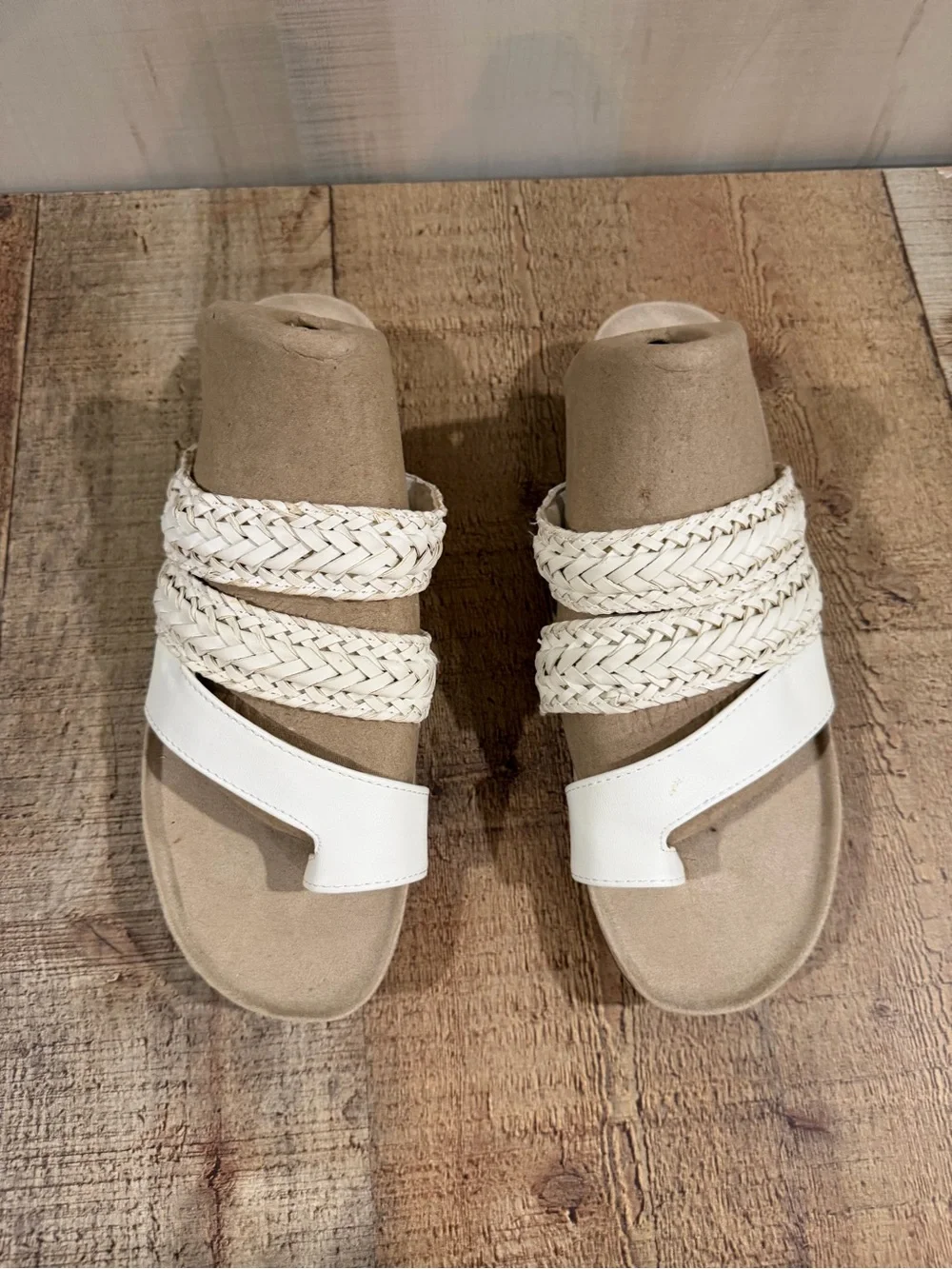 BareTraps Off-White Braided Slide Sandals Size 9.5 - Picture 1 of 8